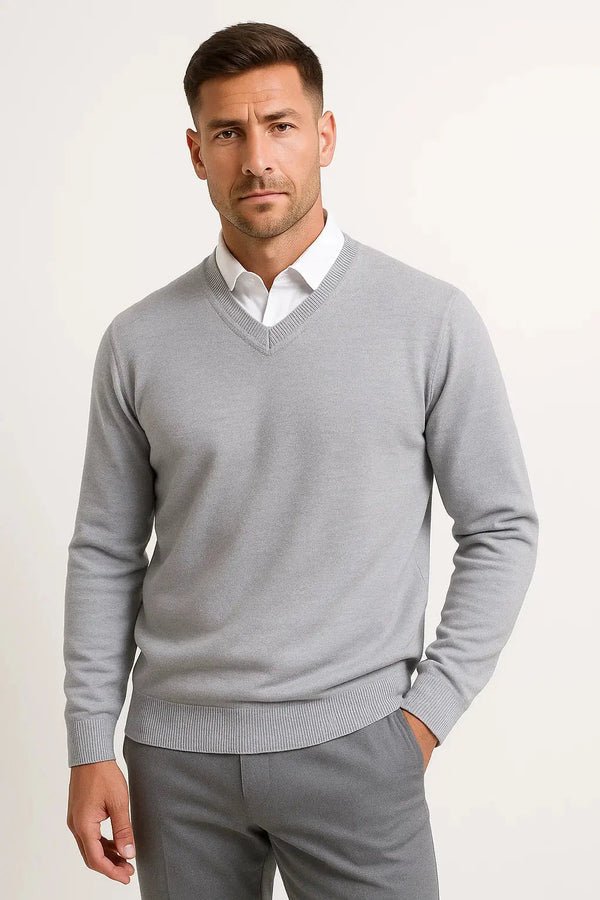 Pullover V-Neck Slim Fit Elegant Casual Wear