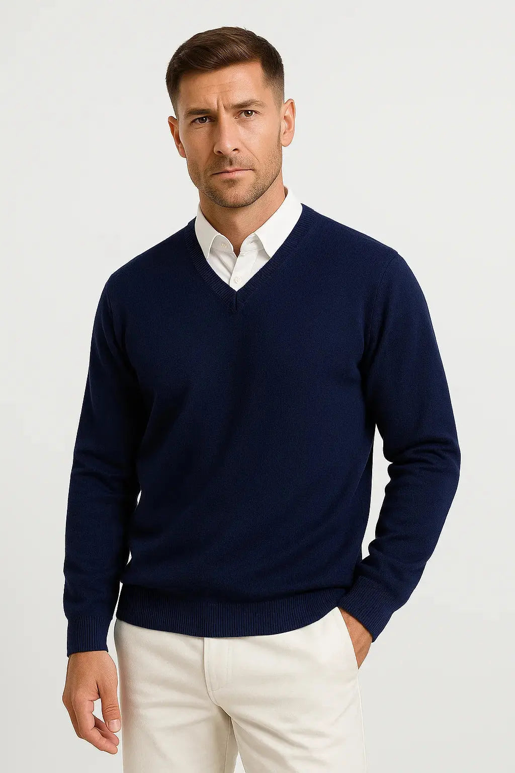 Pullover V-Neck Slim Fit Elegant Casual Wear