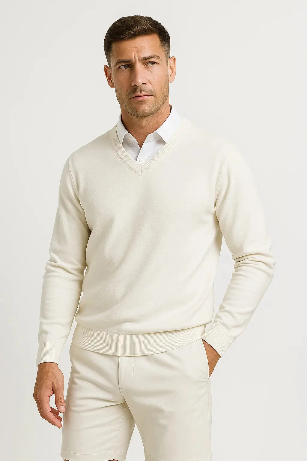 Pullover V-Neck Slim Fit Elegant Casual Wear