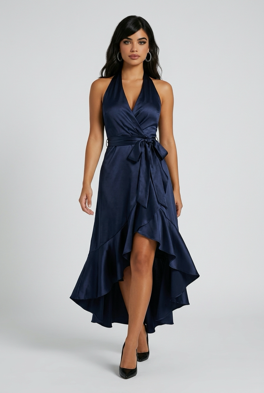 Elegance Satin Halter Gown