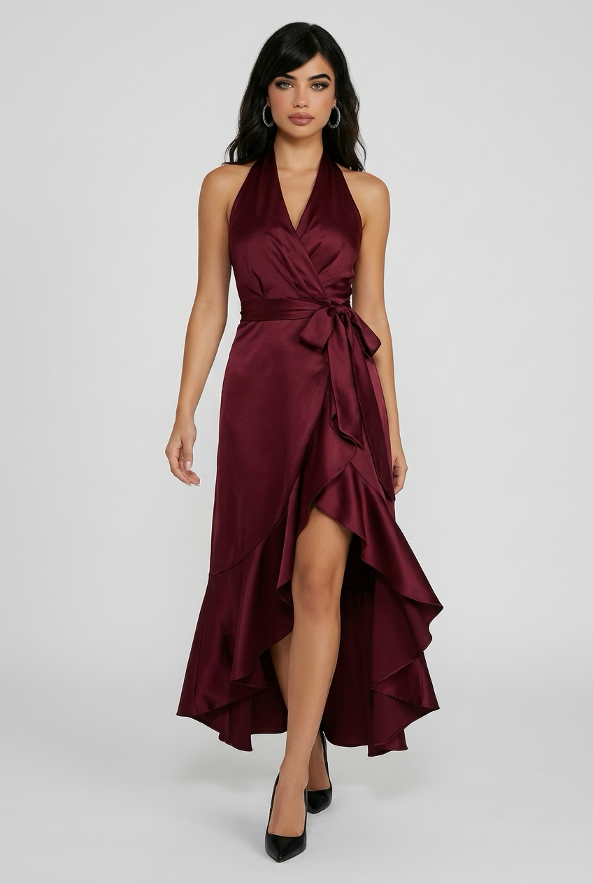 Elegance Satin Halter Gown