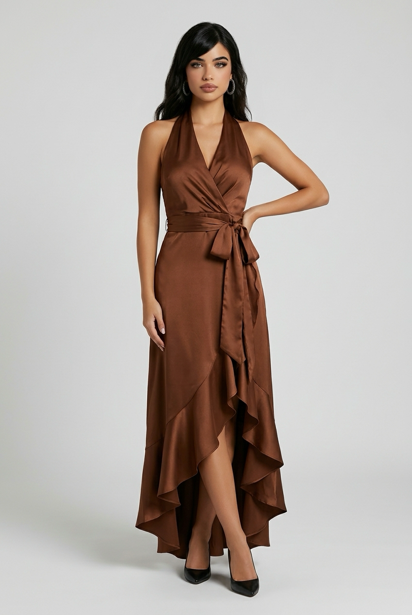 Elegance Satin Halter Gown