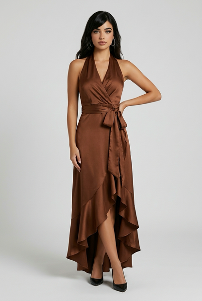 Elegance Satin Halter Gown