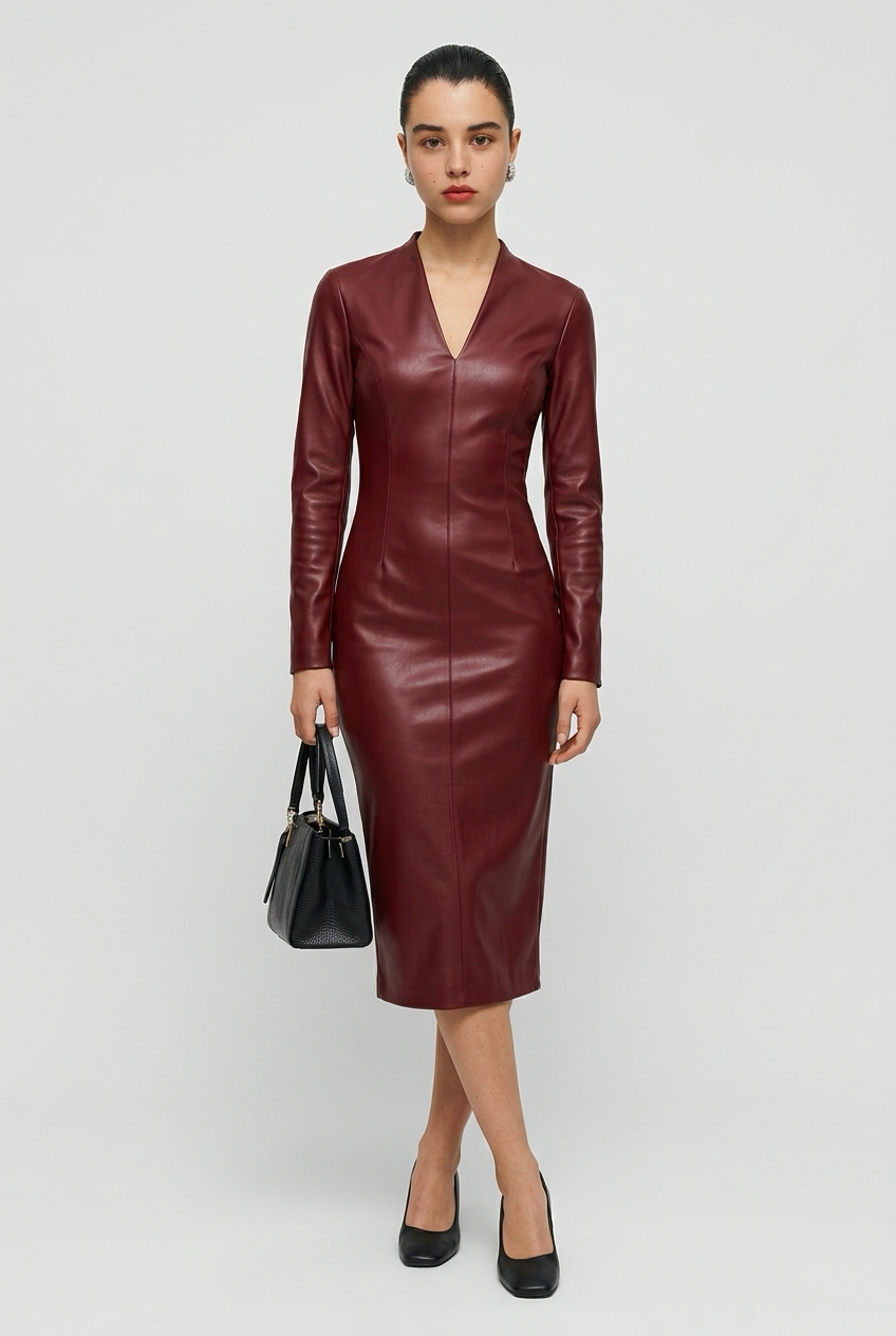Chic Faux Leather Bodycon Dress