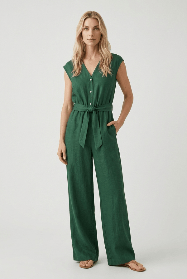 Elegant Wide Leg Tie Waist Jumpsuit