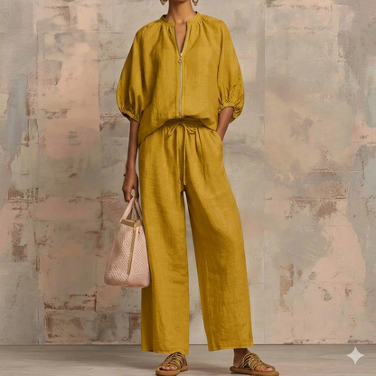 Casual Zip Front Wide Leg Jumpsuit