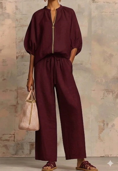 Casual Zip Front Wide Leg Jumpsuit