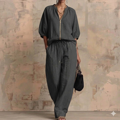 Casual Zip Front Wide Leg Jumpsuit