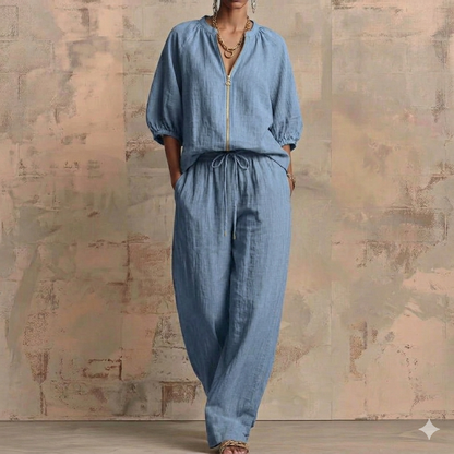 Casual Zip Front Wide Leg Jumpsuit