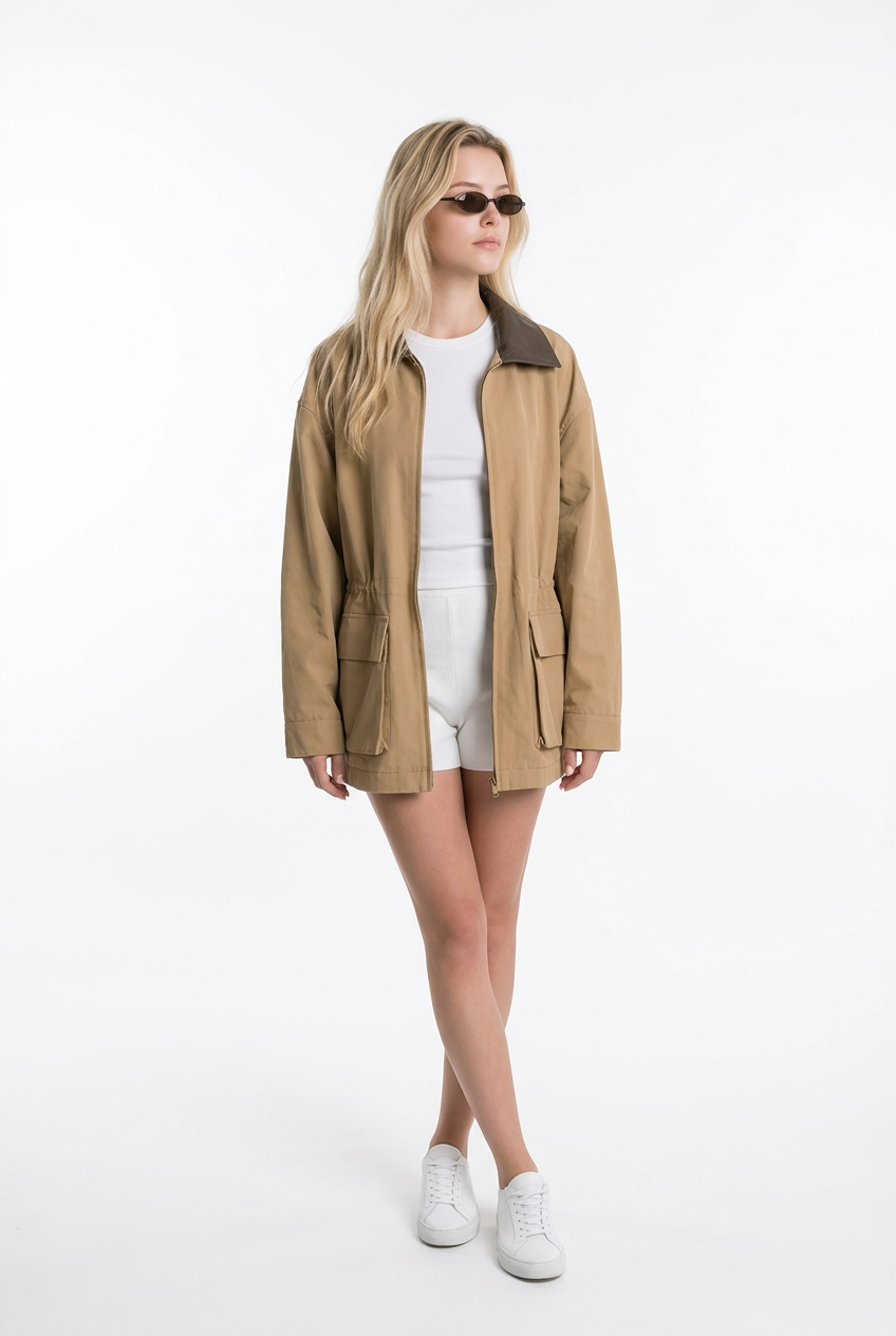 Pocket Short Trench Coat