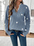 Knit Sweater with Heart Print and Lace Trim V-Neckline