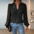 Lace Blouse with V-Neckline and Puff Sleeves