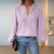 Lace Blouse with V-Neckline and Puff Sleeves