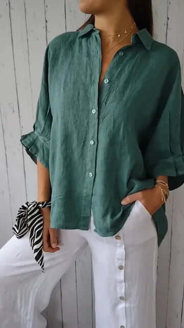 Linen Blouse with Long Sleeves