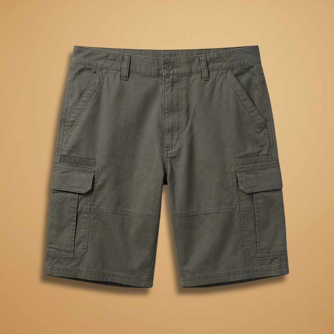 Cargo Shorts with Flap Pockets and Zipper