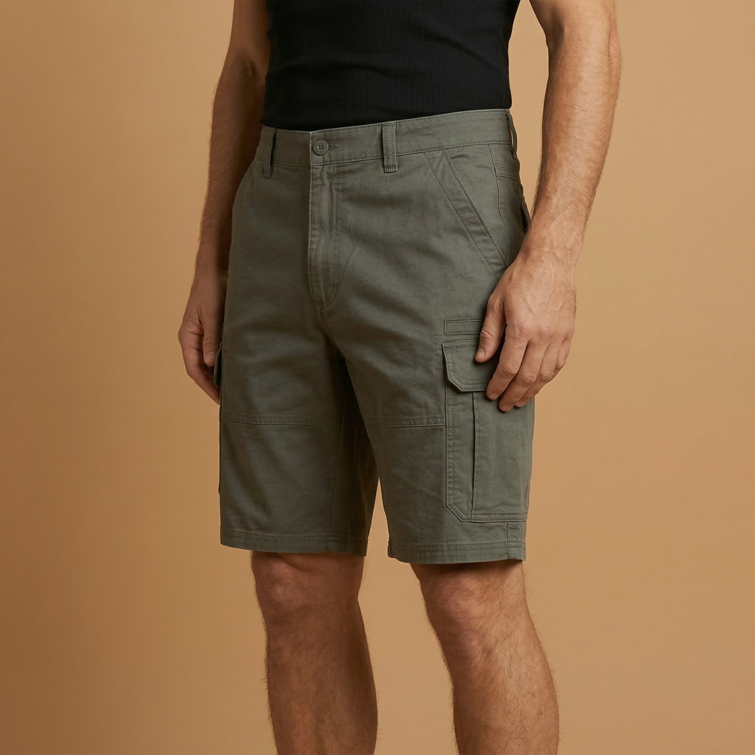 Cargo Shorts with Flap Pockets and Zipper