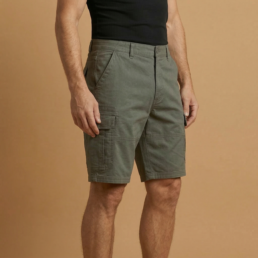 Cargo Shorts with Flap Pockets and Zipper