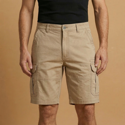 Cargo Shorts with Flap Pockets and Zipper