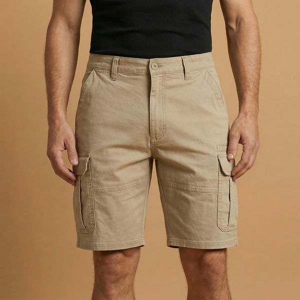 Cargo Shorts with Flap Pockets and Zipper