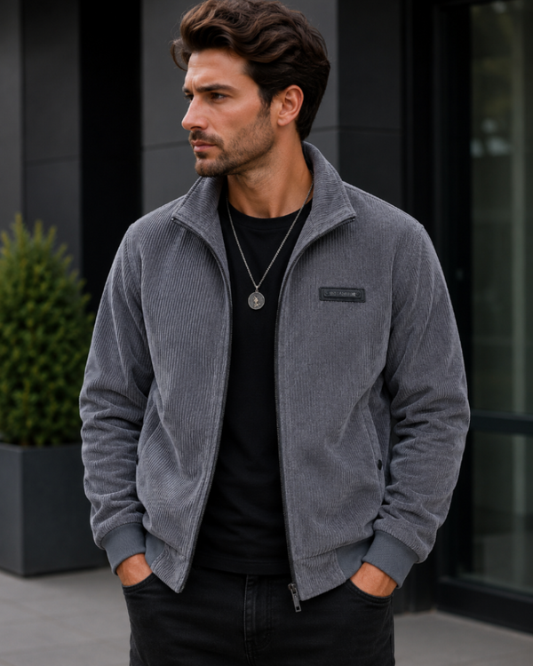 Bennett Corduroy Jacket with Zip Stand Collar