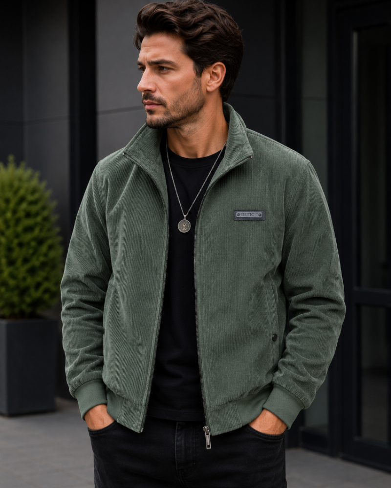 Bennett Corduroy Jacket with Zip Stand Collar