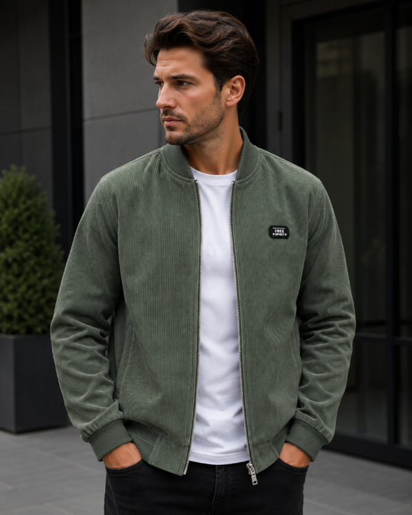 Carlo Corduroy Zip-Up Bomber Jacket