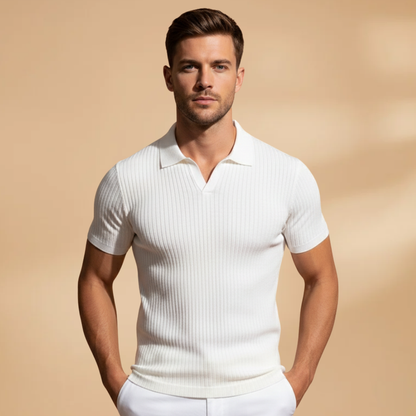Slim Fit Polo Shirt with Ribbed Design