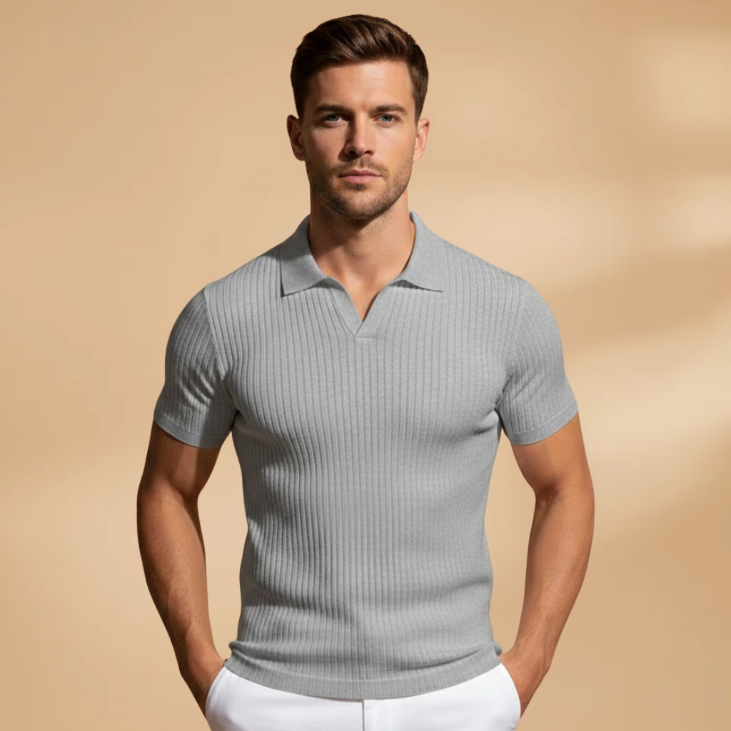 Slim Fit Polo Shirt with Ribbed Design