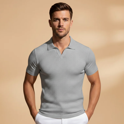 Slim Fit Polo Shirt with Ribbed Design