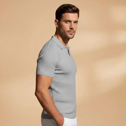 Slim Fit Polo Shirt with Ribbed Design