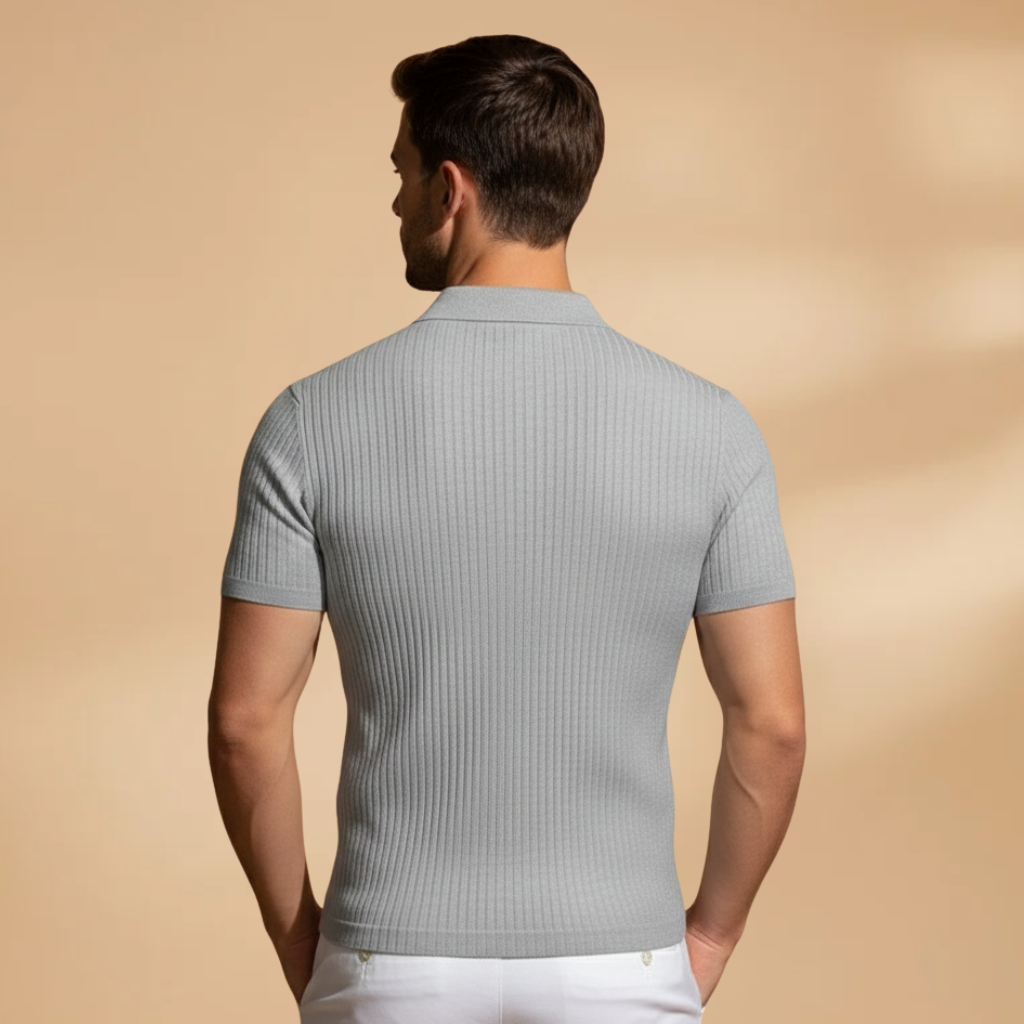 Slim Fit Polo Shirt with Ribbed Design