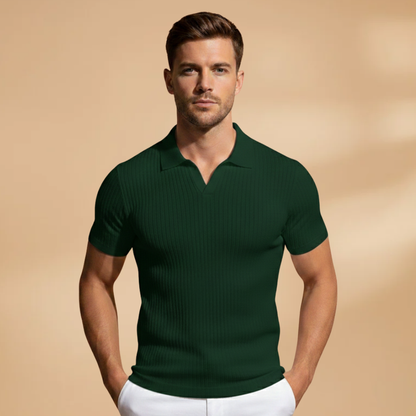 Slim Fit Polo Shirt with Ribbed Design