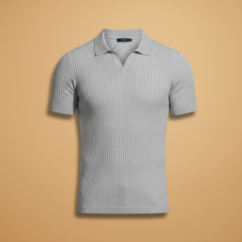 Slim Fit Polo Shirt with Ribbed Design