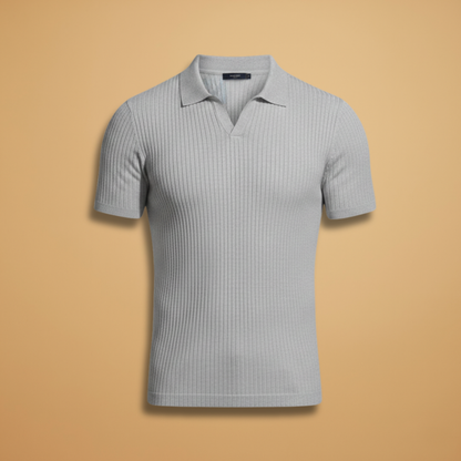 Slim Fit Polo Shirt with Ribbed Design