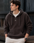 Benn Textured Knit Half-Zip Hoodie with Kangaroo Pocket