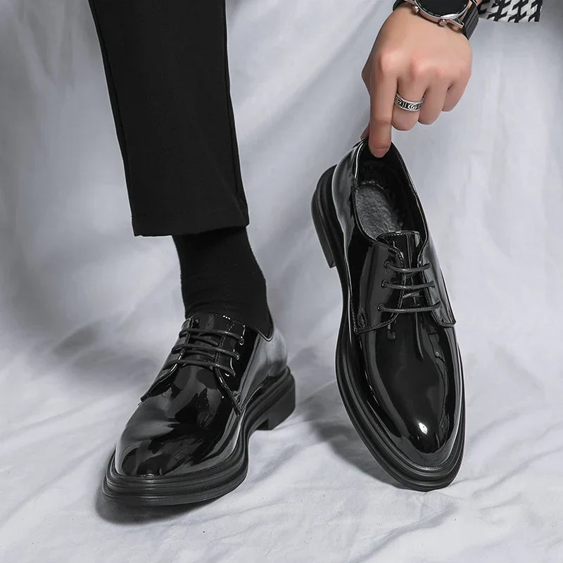 Black Patent Derby Dress Shoes