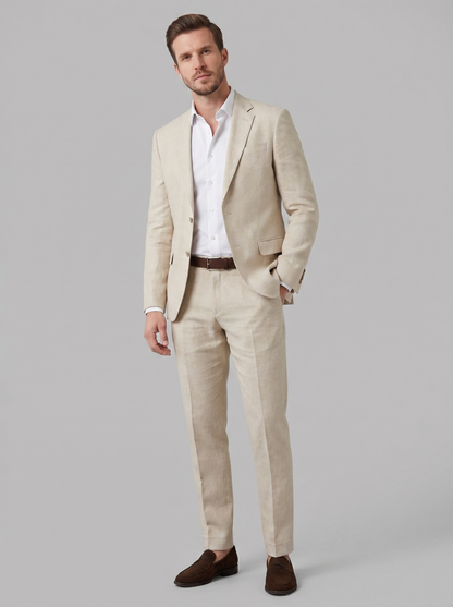 Linen Blend Wedding Suit Set