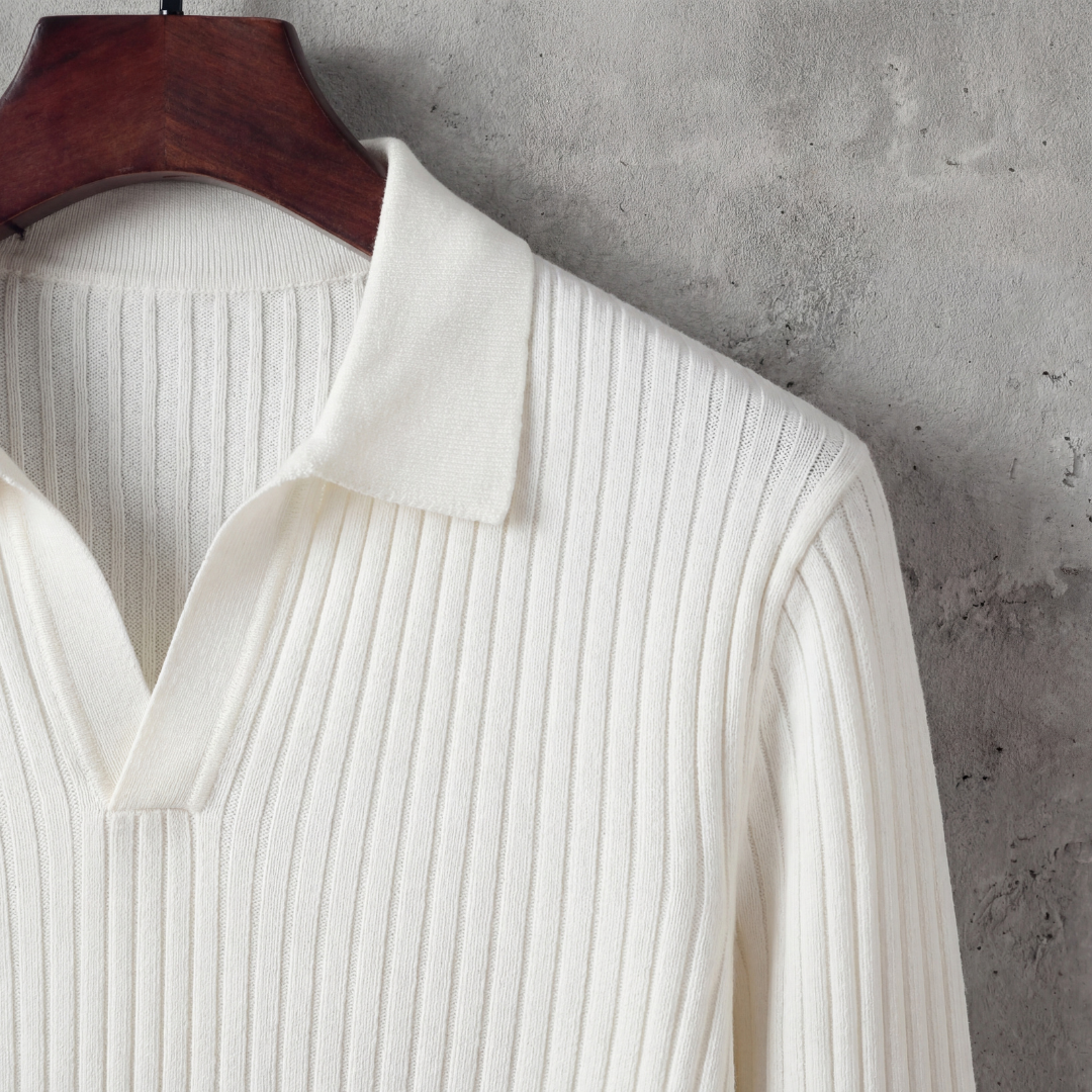 Long Sleeved V-Neck Polo Shirt