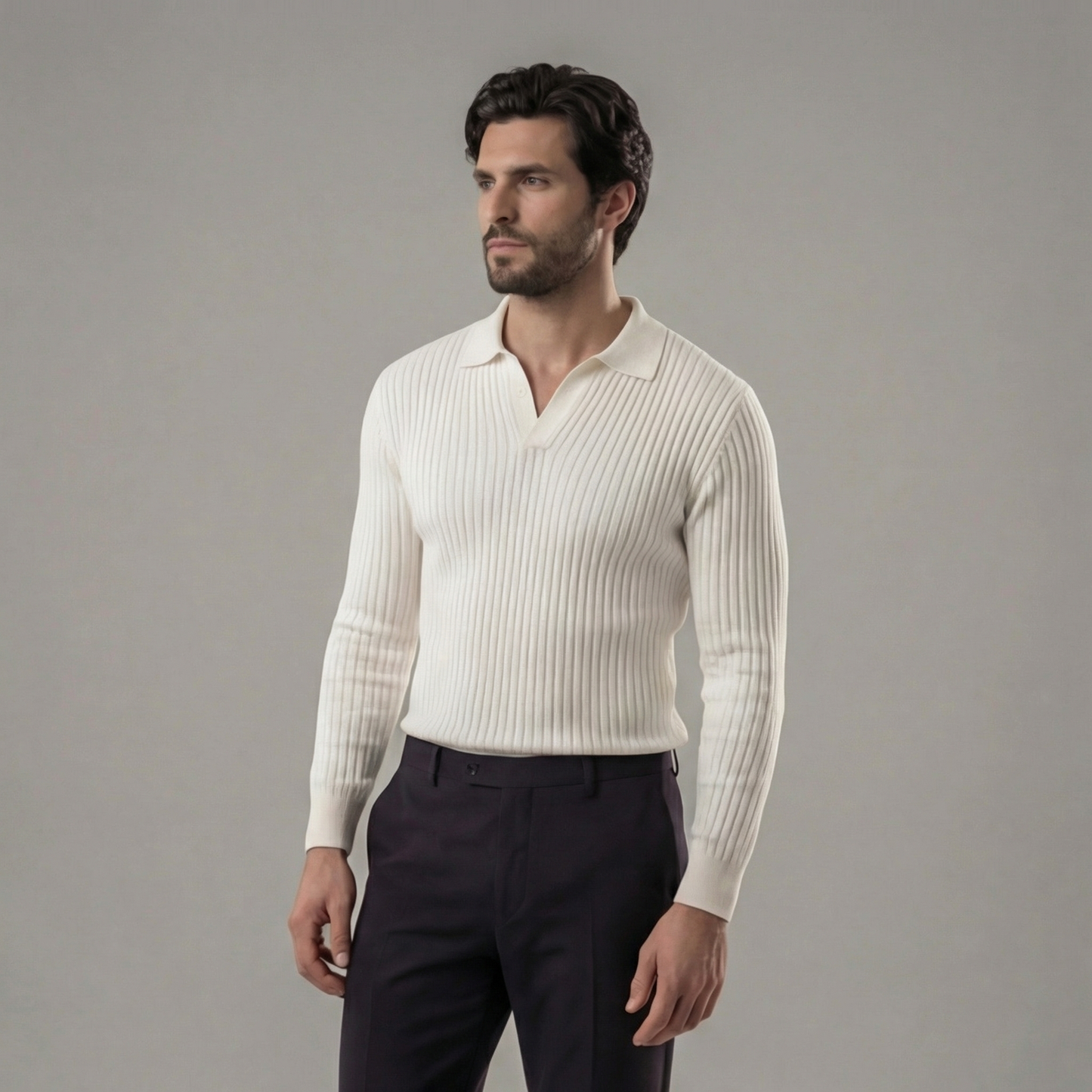 Long Sleeved V-Neck Polo Shirt