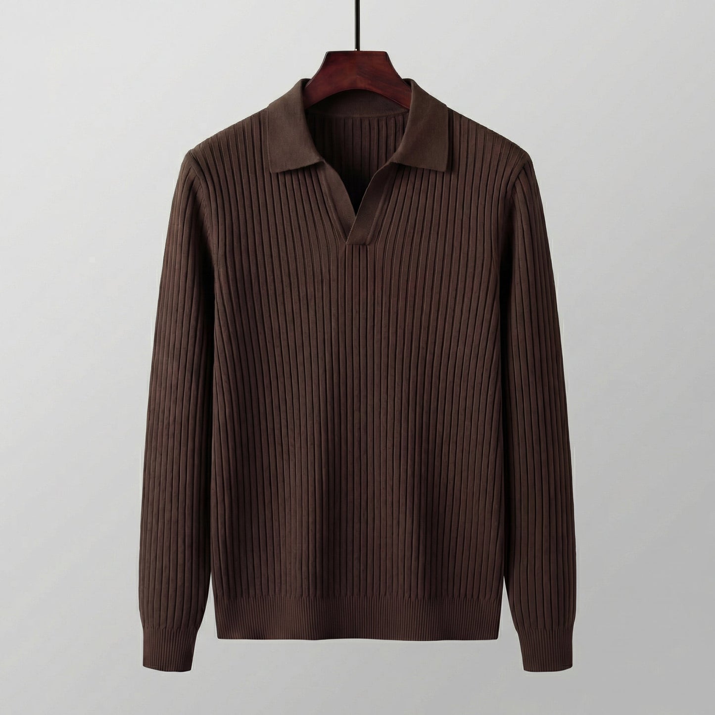 Long Sleeved V-Neck Polo Shirt