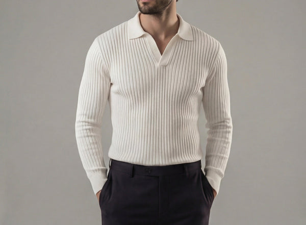 Long Sleeved V-Neck Polo Shirt