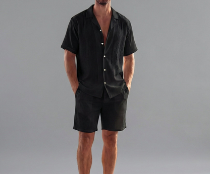 Short Sleeve Linen Summer Set