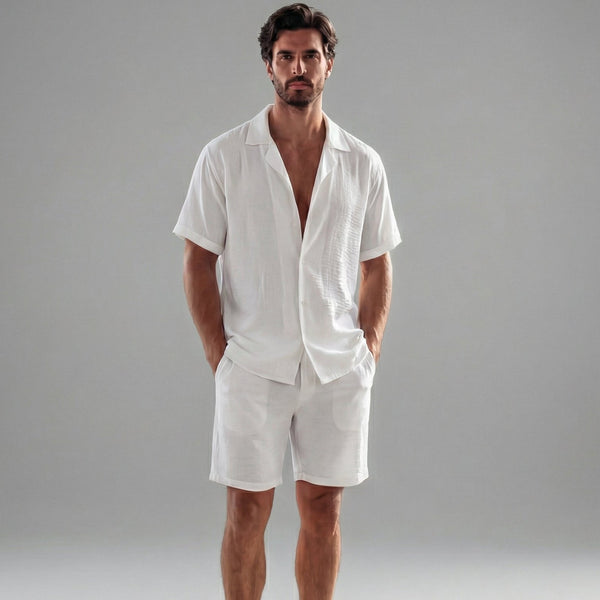 Short Sleeve Linen Summer Set