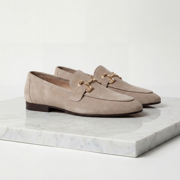 Suede Loafers with Horsebit Detail