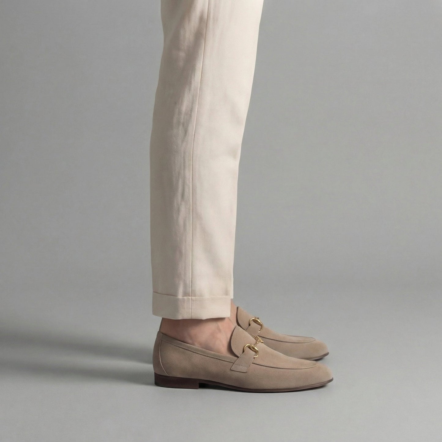 Suede Loafers with Horsebit Detail
