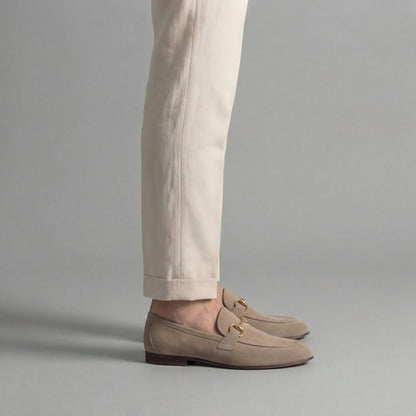 Suede Loafers with Horsebit Detail