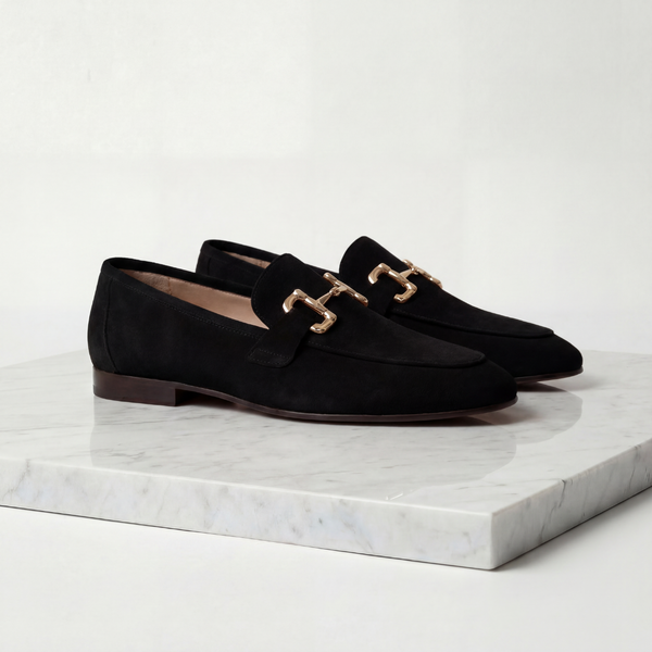 Suede Loafers with Horsebit Detail