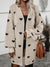 Oversized Khaki Heart Print Knit Cardigan with Open Front