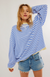 Oversized Striped Sweatshirt with Contrast Trim and Drop Shoulders