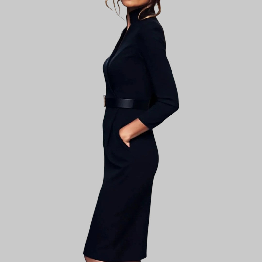 Refined Long Sleeve Midi Dress